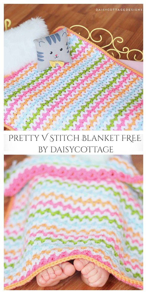 V Stitch Blanket Free Crochet Patterns