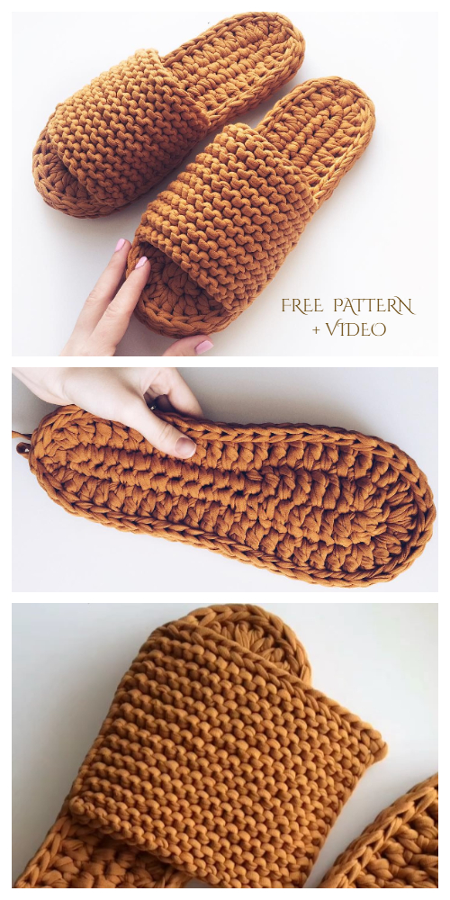 Chunky T-shirt Yarn Slippers Free Crochet Pattern + Video