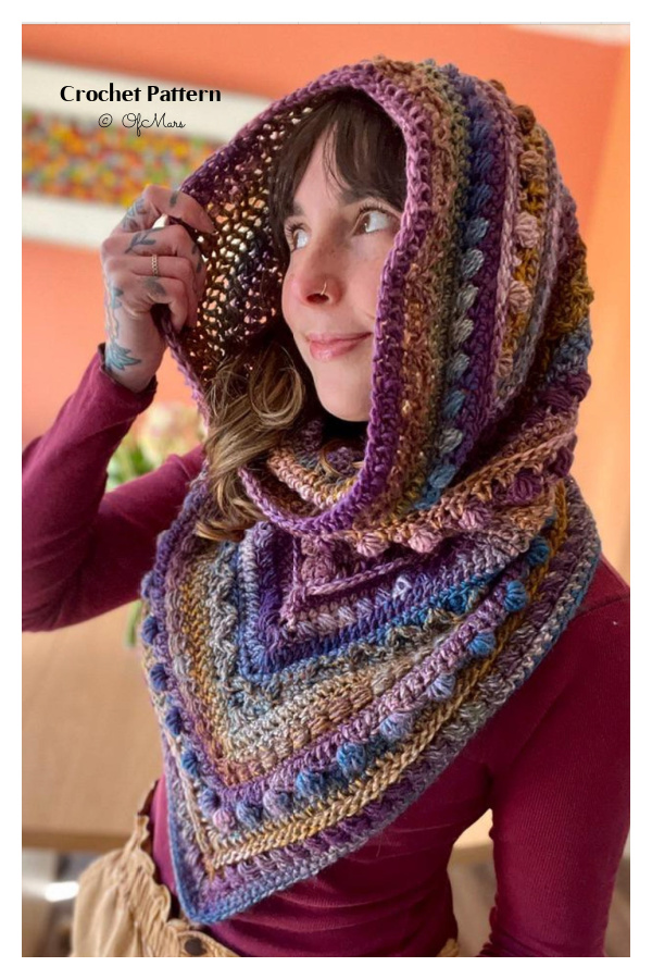 Fable Cowl Textured Bandana Hooded Scarf Crochet Pattern