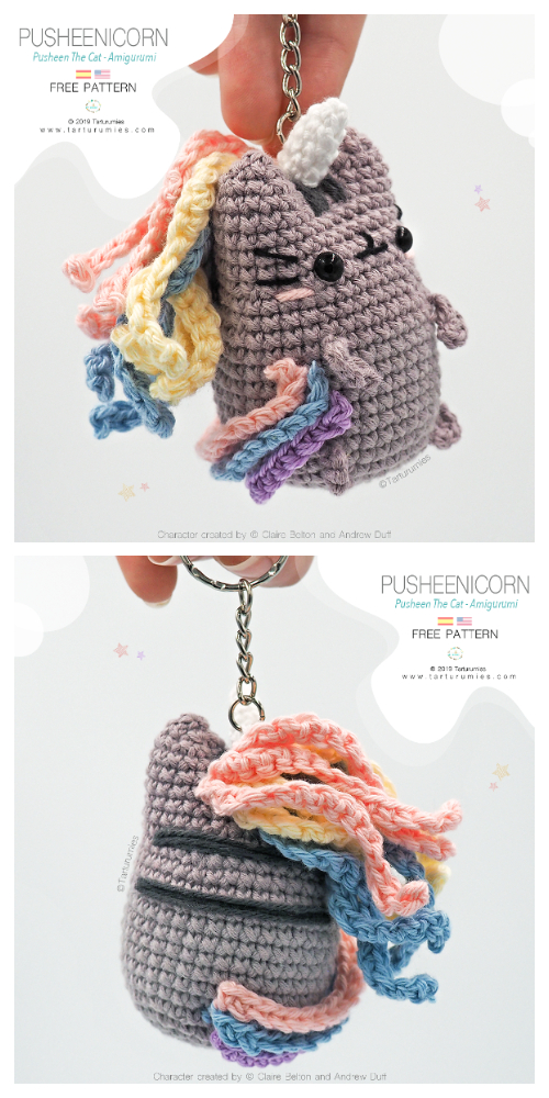 Crochet Pusheen Cat Keychain Amigurumi Free Patterns