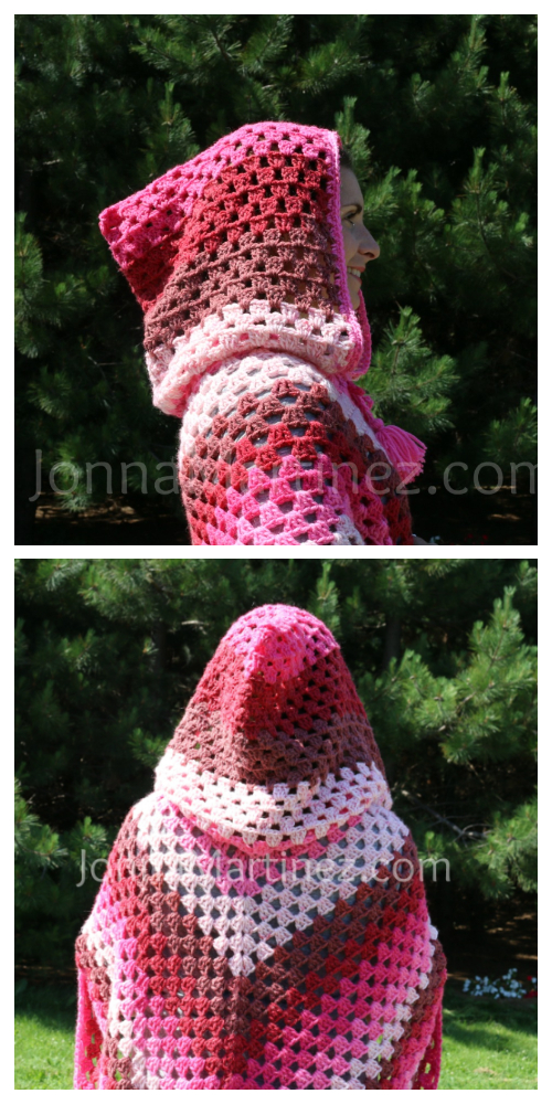 Granny Hooded Poncho Free Crochet Pattern + Video