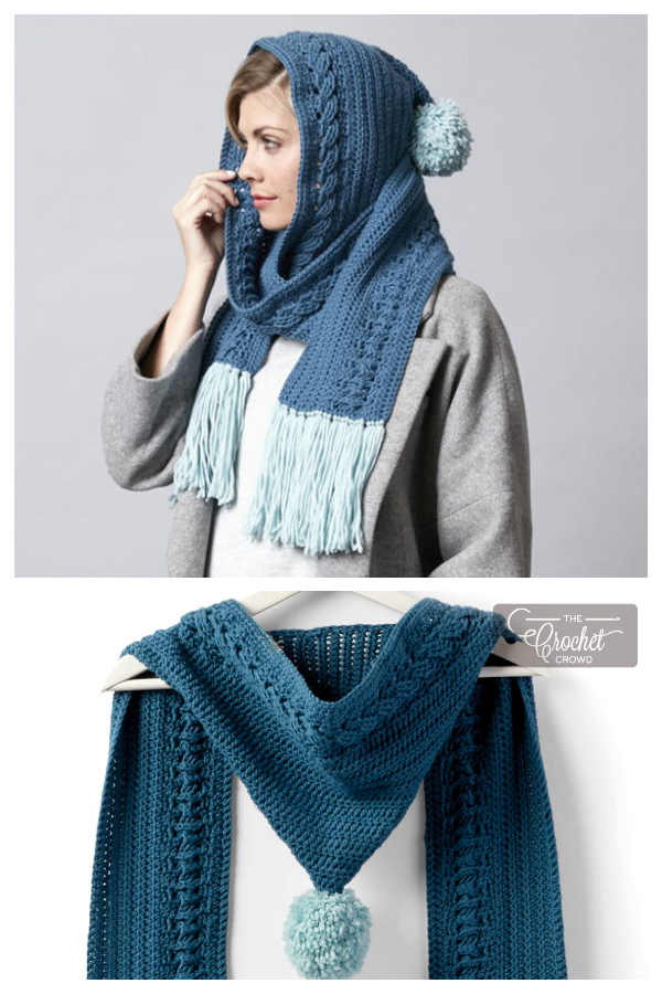 Hooded Cable Scarf Free Crochet Patterns