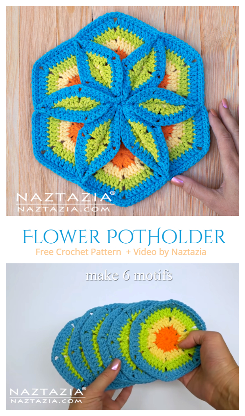 Star Flower Pot Holder Crochet Pattern + Video