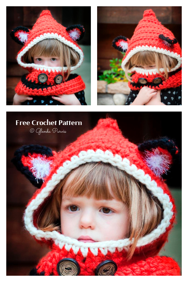 Foxy Hooded Cowl Free Crochet Pattern