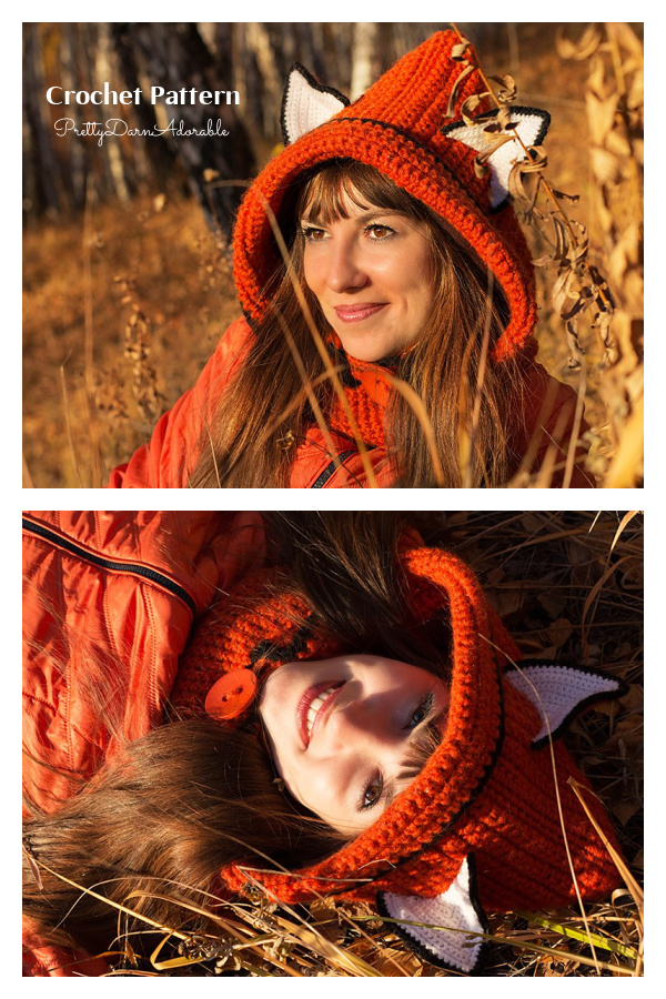 Hooded Fox Cowl Scarf Crochet Pattern