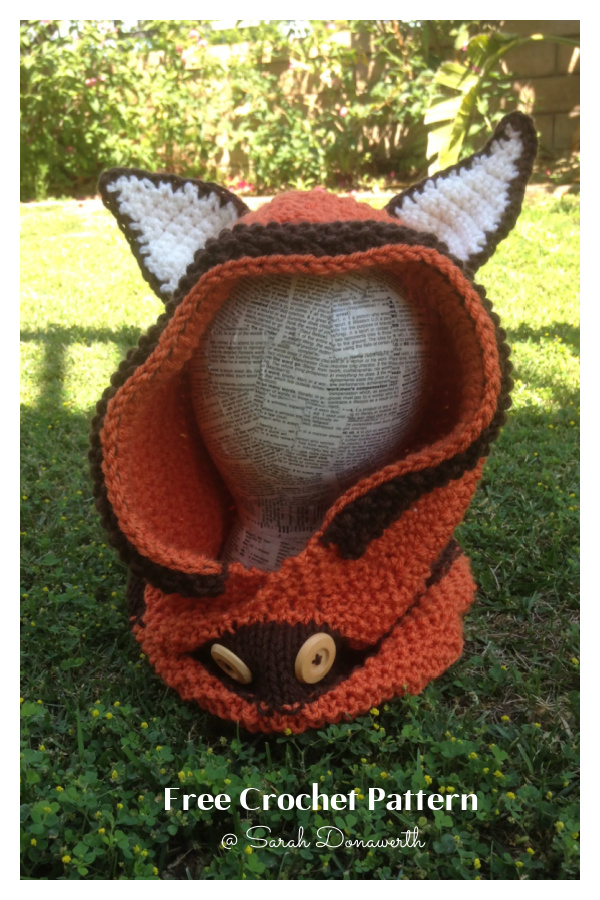 Fox Cowl Hoodie Free Crochet Pattern