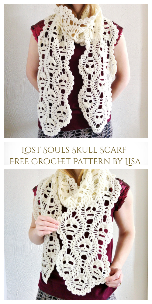 Lost Souls Skull Scarf Free Crochet Pattern