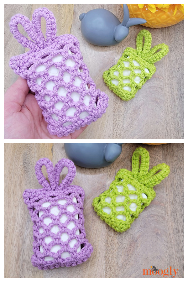 Bunny Ears Soap Sack Free Crochet Pattern 
