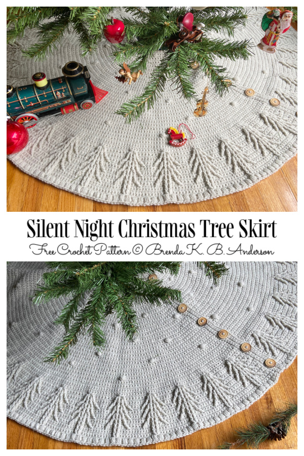 Silent Night Christmas Tree Skirt Free Crochet Patterns 