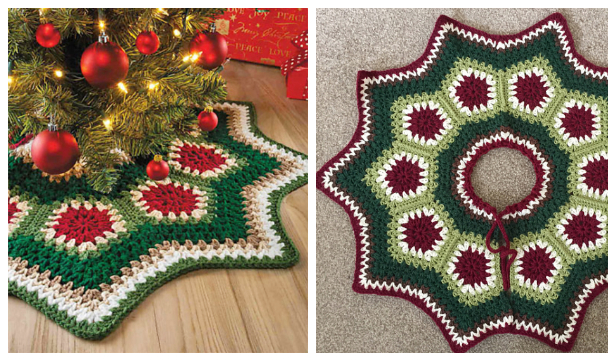 15 Knit & Crochet Christmas Tree Skirts • Banana Moon Studio