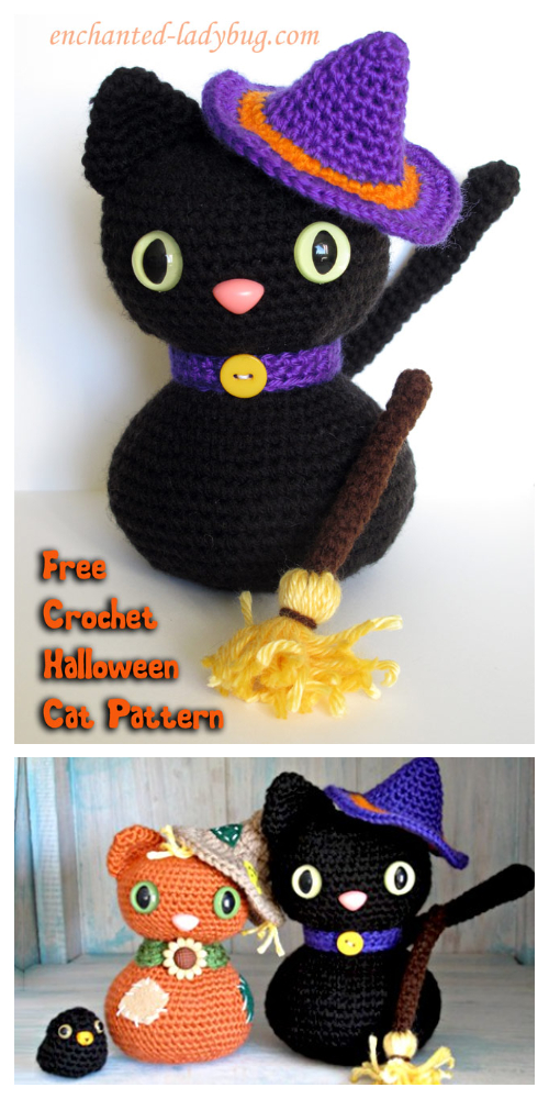 Crochet Halloween Black Cat Amigurumi Free Pattern