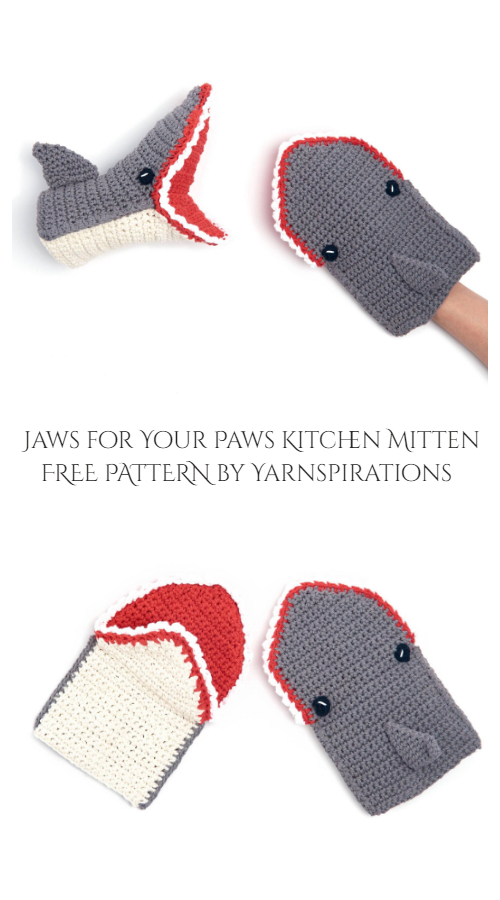 Shark Kitchen Mitten Free Crochet Patterns