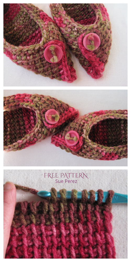 Birchbark Tunisian Crochet Rectangle Slippers Free Crochet Pattern