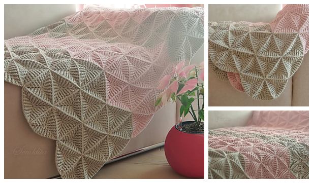 3D Triangle Blanket Free Crochet Pattern + Video DIY