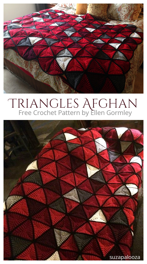3D Triangles Afghan Blanket Free Crochet Pattern