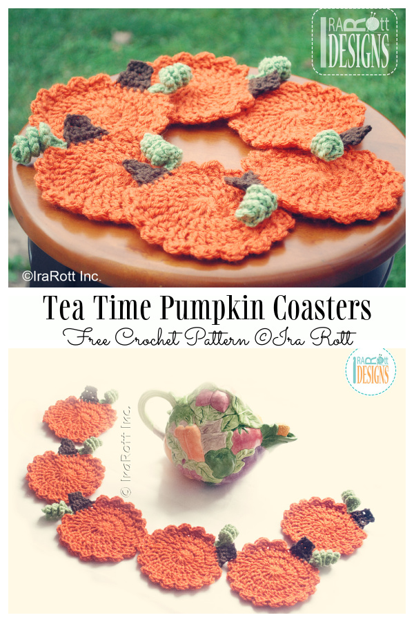 Tea Time Pumpkin Coasters Free Crochet Patterns