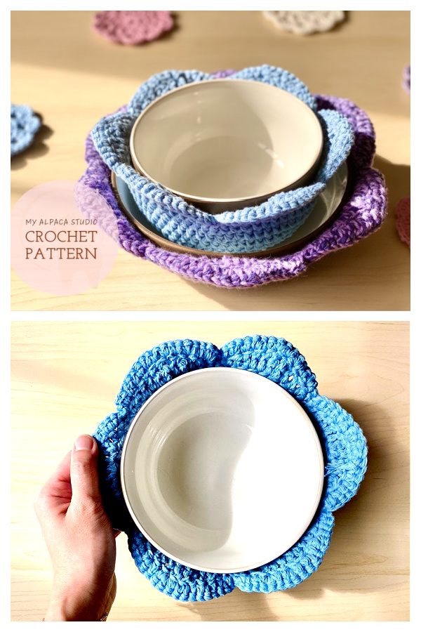 Blossom Bowl Cozy 2 sizes in 1 Crochet Patterns