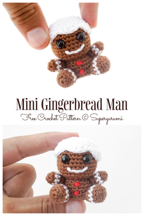 Christmas Crochet Mini Gingerbread Man Amigurumi Free Pattern