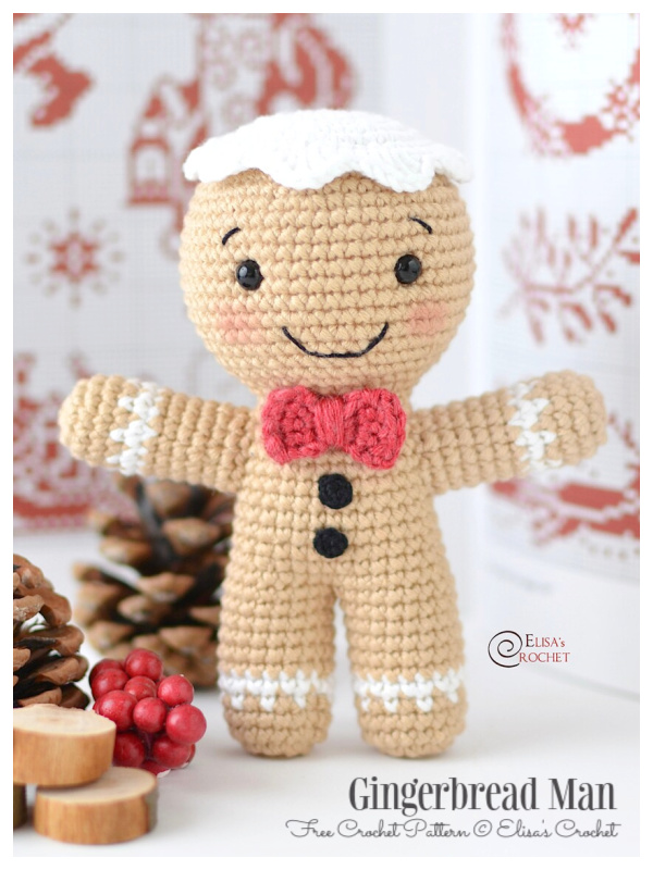 Christmas Crochet Gingerbread Man Amigurumi Free Pattern
