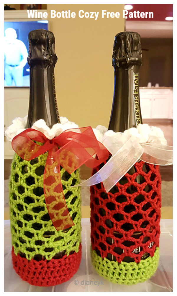 Net Wine Bottle Cozy Free Crochet Patterns