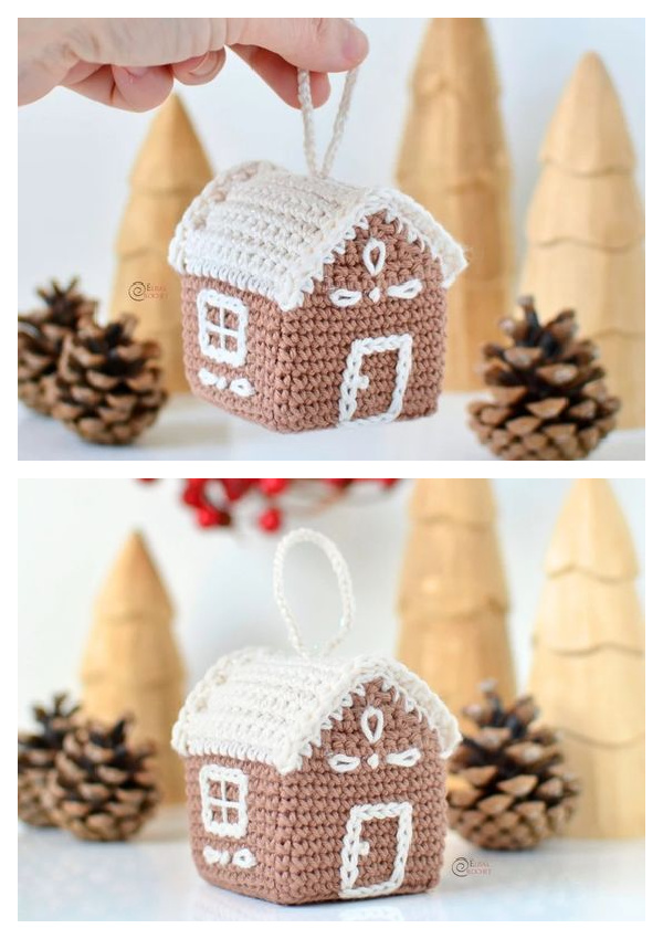 Gingerbread House Ornament Free Crochet Pattern