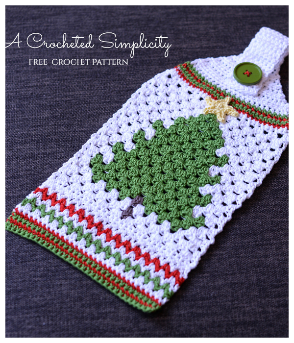 Retro Christmas Tree Kitchen Towel Free Crochet Patterns