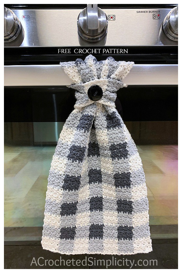 Buffalo Plaid Kitchen Towel Free Crochet Patterns 