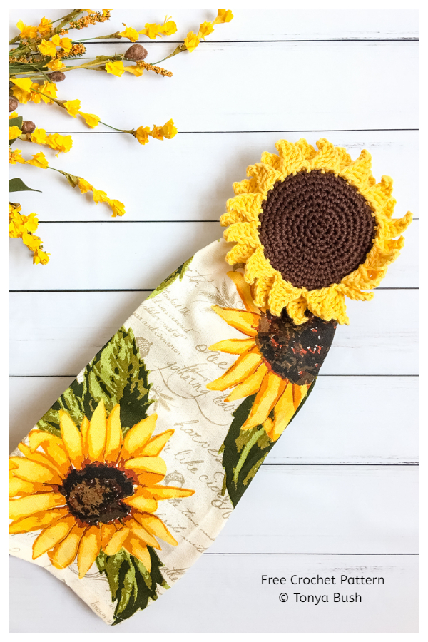Rustic Sunflower Towel Topper Free Crochet Patterns