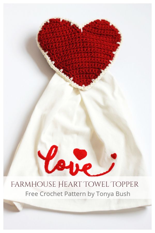 Farmhouse Heart Towel Topper Free Crochet Patterns