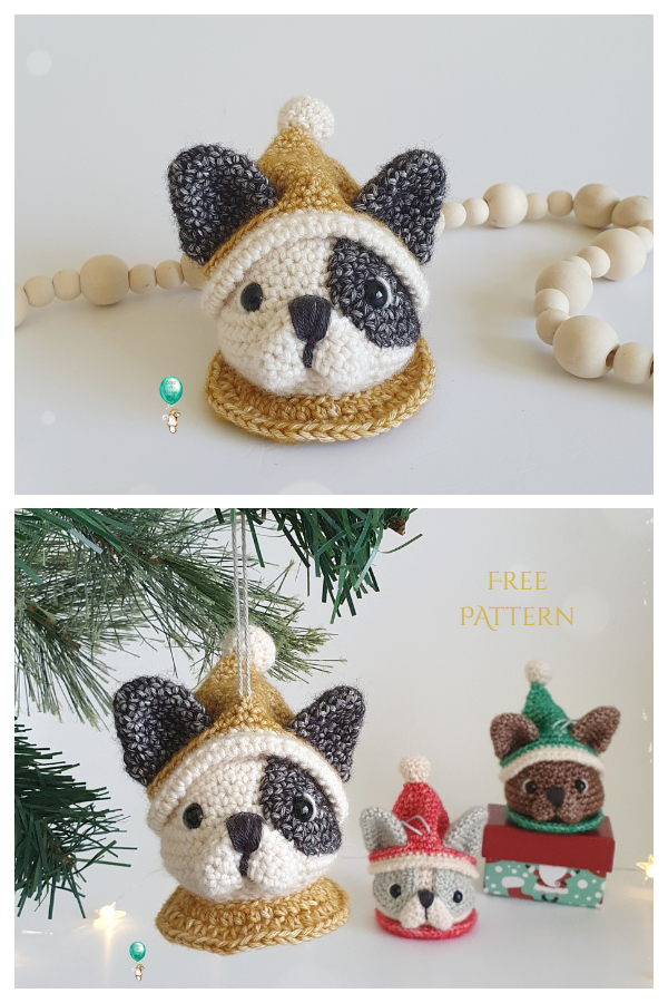 Frenchie Christmas Bauble Free Crochet Patterns