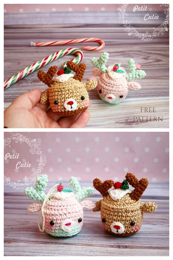 Deer Cupcake Christmas Bauble Free Crochet Patterns