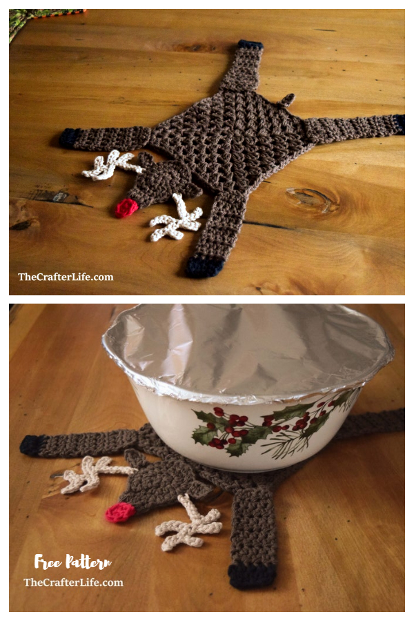 Christmas Revenge Reindeer Coaster Free Crochet Patterns
