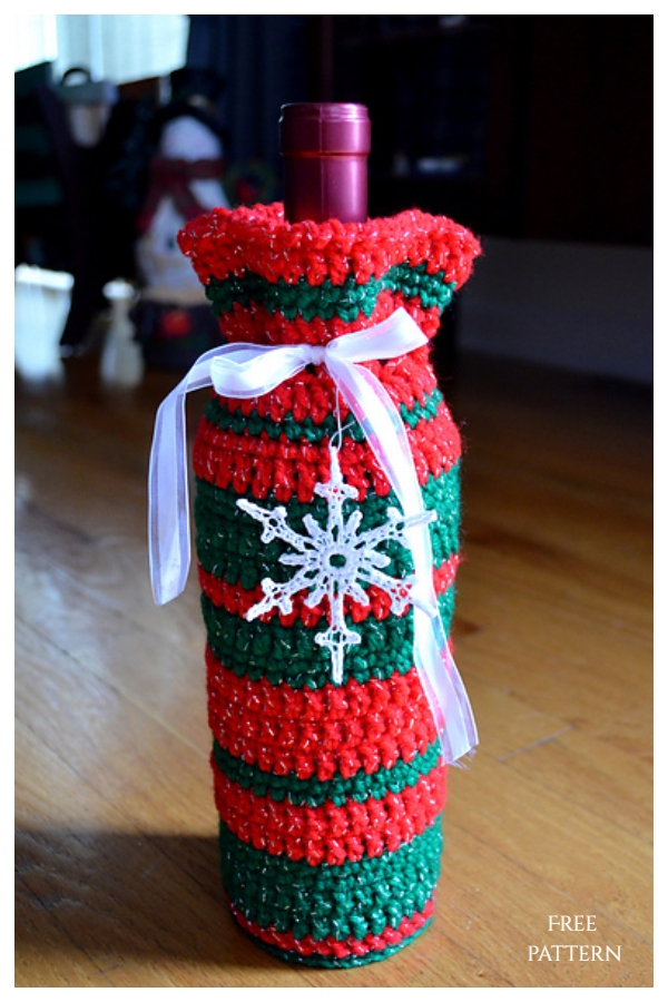 Happy Wine Bottle Cozy Free Crochet Patterns