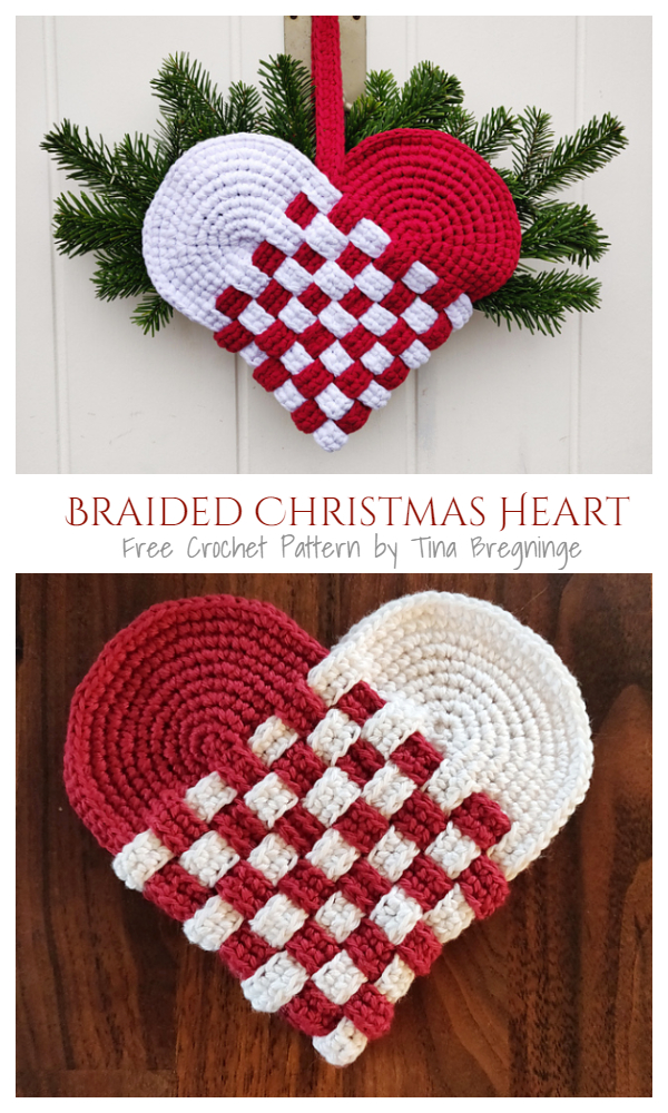 Braided Christmas Heart Free Crochet Patterns