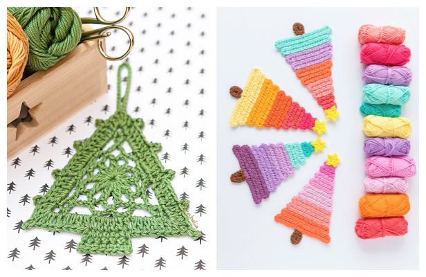 Ice Pop Christmas Trees Applique Free Crochet Patterns