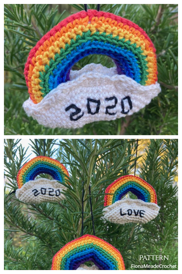 Rainbow Quarantine Christmas Ornaments Crochet Patterns