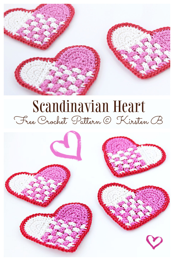 Scandinavian Hearts Coasters Free Crochet Patterns