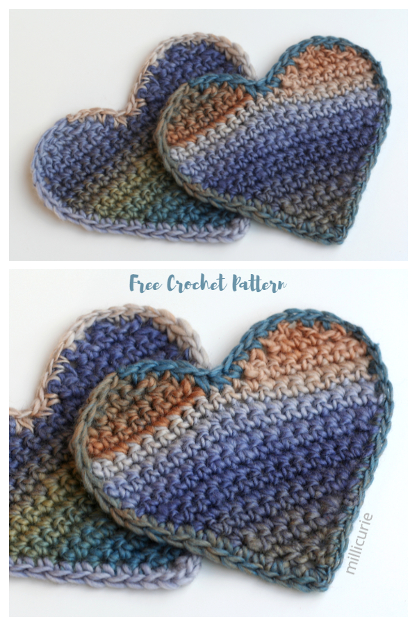 Blueberry Heart Coaster Free Crochet Patterns