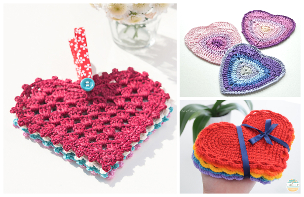 Valentine Heart Coaster Free Crochet Patterns