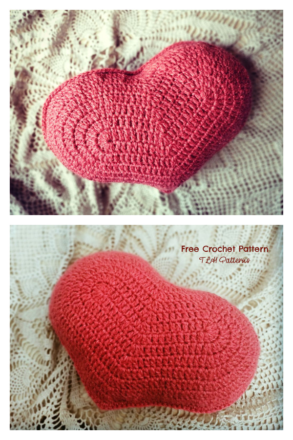 Valentine Heart Pillow Free Crochet Patterns