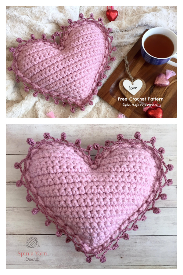 Valentine Heart Pillow Free Crochet Pattern