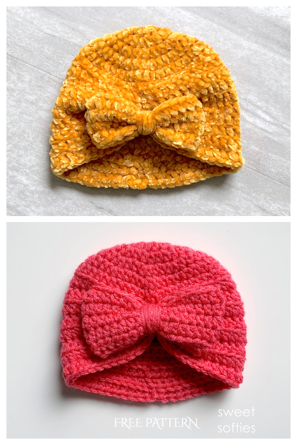 Bow Baby Turban Hat Free Crochet Patterns 