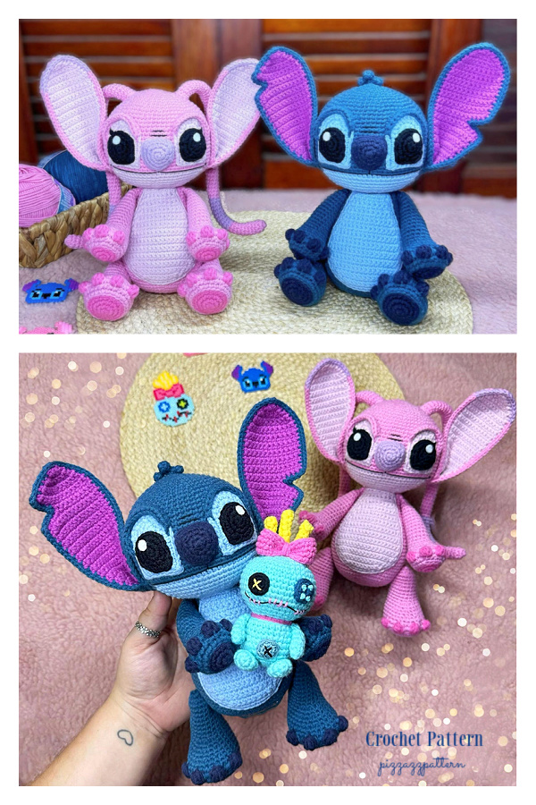 Crochet 3in1 Jumbo Stitch, Angel and Scrump Doll&nbsp;Amigurumi Patterns