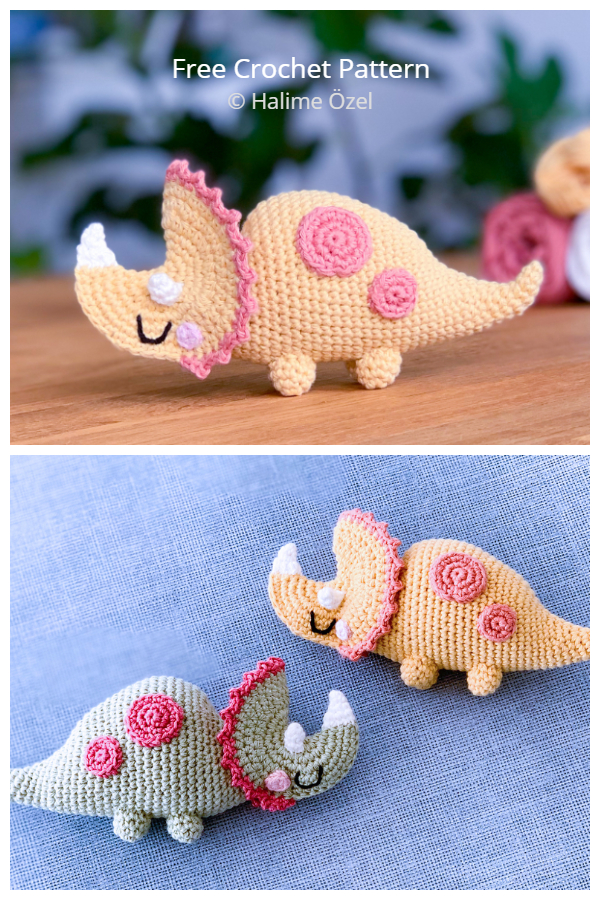 Crochet Little Triceratop Dinosaur Amigurumi Free Patterns