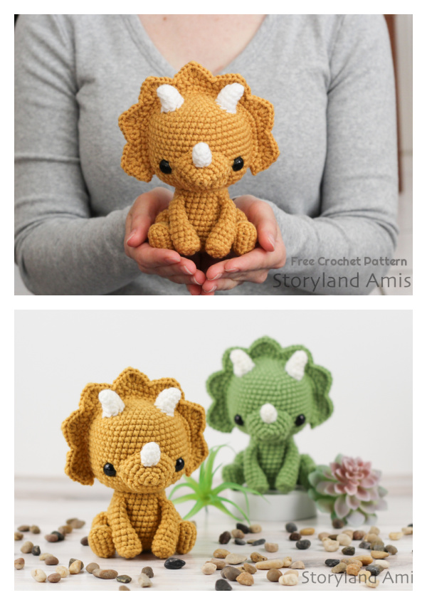 Crochet Trixie the Triceratops Amigurumi Free Pattern