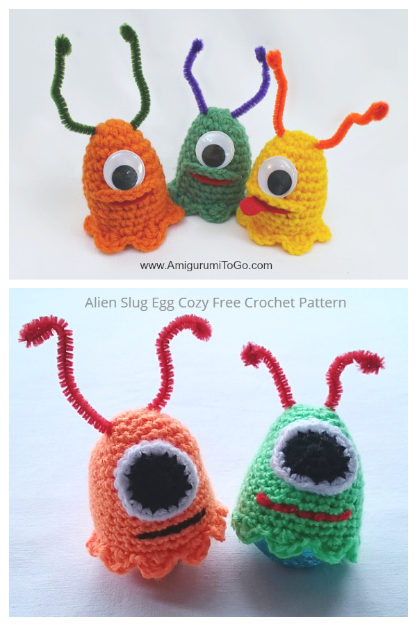 Fun Alien Slug Egg Cozy Free Crochet Patterns