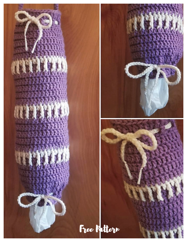 Front Post Stripe Grocery Bag Holder Free Crochet Patterns