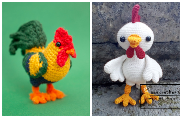 Easter chicken Green rooster Crochet toy chicken stuffed hen