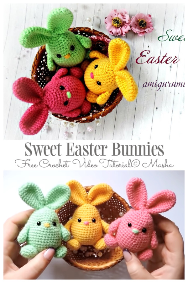Sweet Easter Bunnies Free Crochet  Video Tutorial