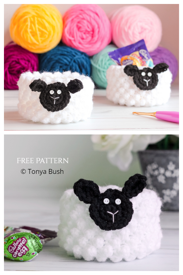 Lamb Cup Mini Basket Free Crochet Patterns